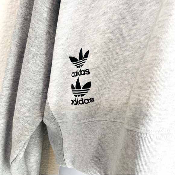 Adidas Grey Logo Play Cropped Hoodie Size L - Picture 5 of 10